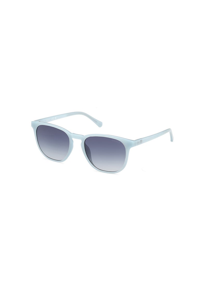 GUESS Men's UV Protection Round Shape Sunglasses - GU0006184W53 - Lens Size: 53 Mm - Shiny Light Blue - Image 1